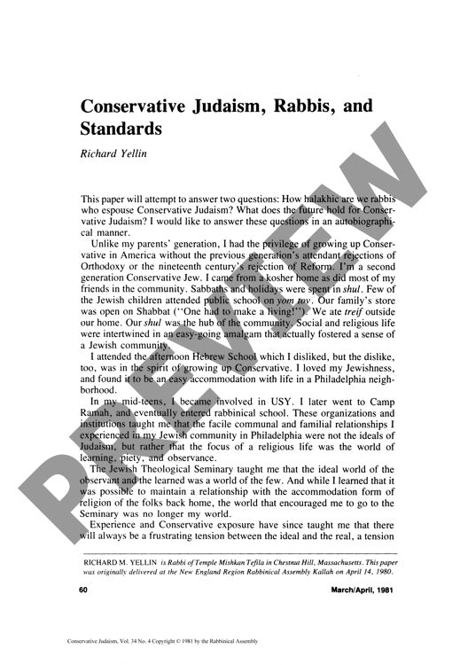 Conservative Judaism Rabbis and Standard