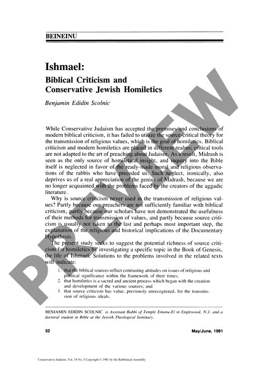 Ishmael Biblical Criticism and Conservat