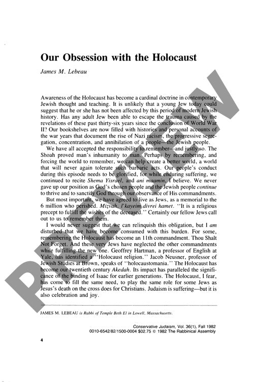 Our Obsession with the Holocaust