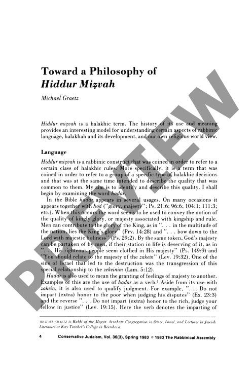 Toward a Philosophy of Hiddur Mizvah