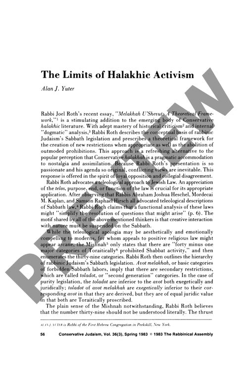 The Limits of Halakhic Activism