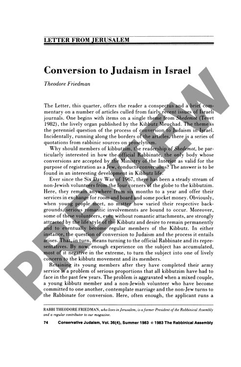 Conversion to Judaism in Israel Letter F