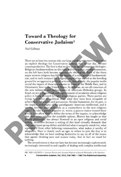 Toward a Theology for Conservative Judai