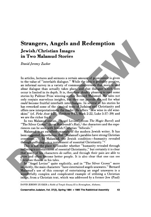 Strangers Angels and Redemption Jewish C