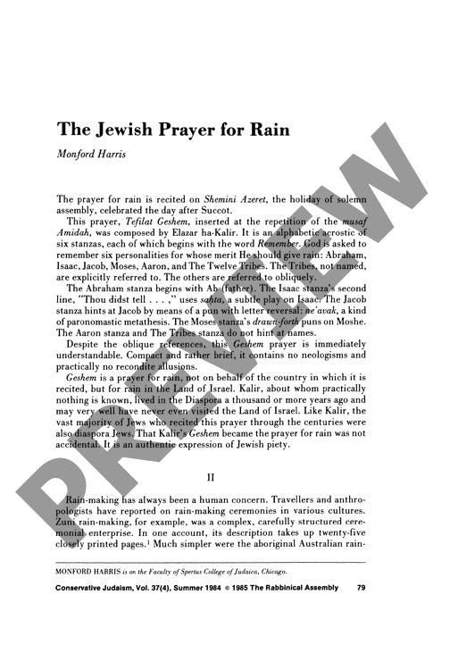 The Jewish Prayer for Rain