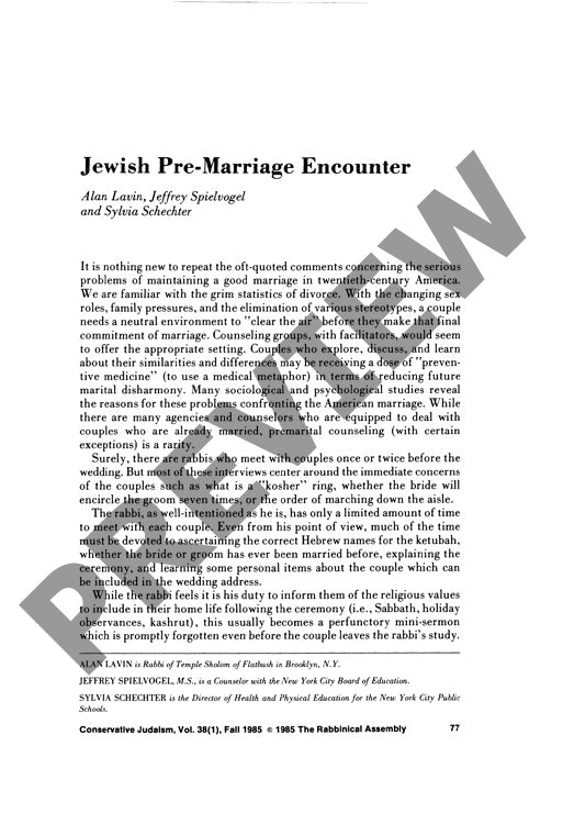 Jewish Pre Marriage Encounter