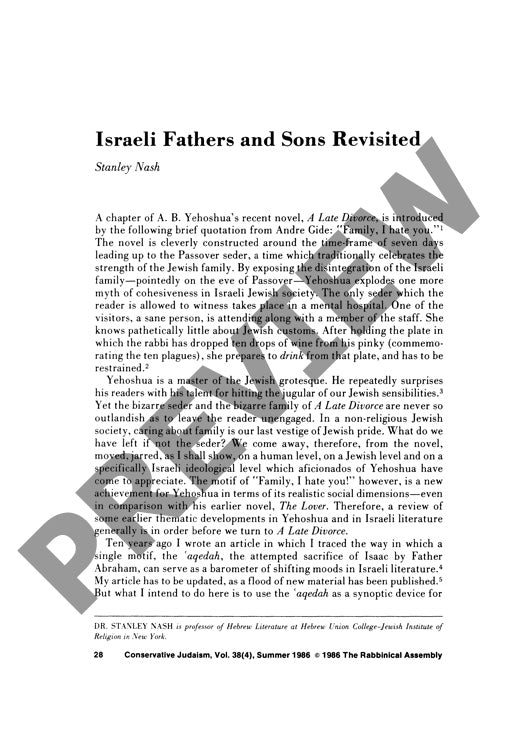 Israeli Fathers and Sons Revisited