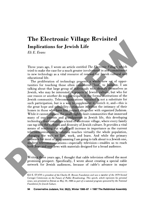 The Electronic Village Revisited Implica