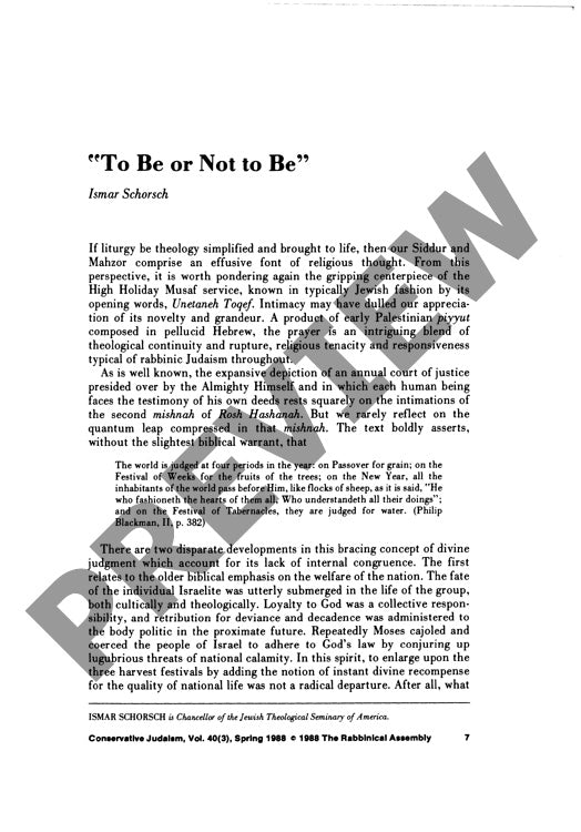 To Be or Not to Be