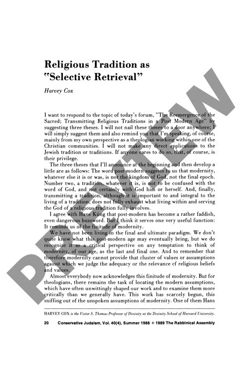 Religious Tradition as Selective Retriev