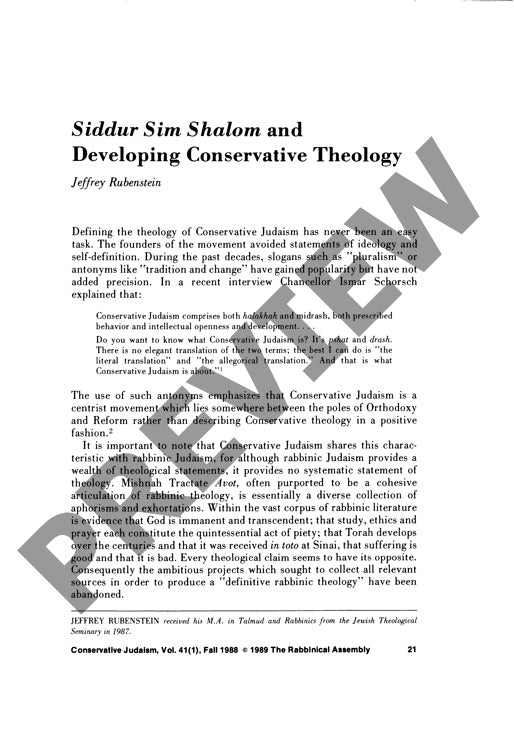 Siddur Sim Shalom and Developing Conserv