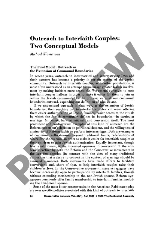 Outreach to Interfaith Couples Two Conce