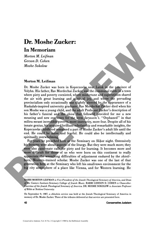 Dr Moshe Zucker