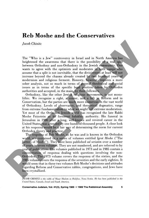 Reb Moshe and the Conservatives