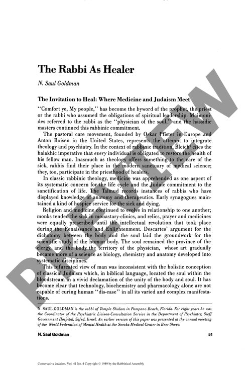 The Rabbi as Healer
