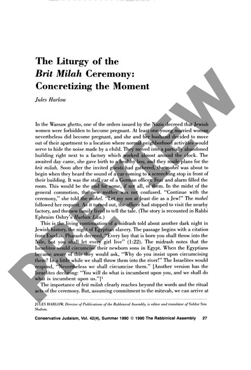 The Liturgy of the Brit Milah Ceremony C