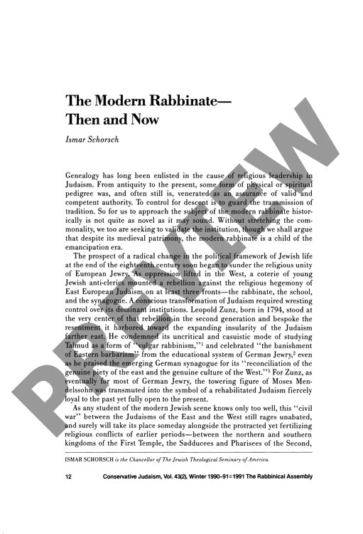 The Modern Rabbinate Then and Now