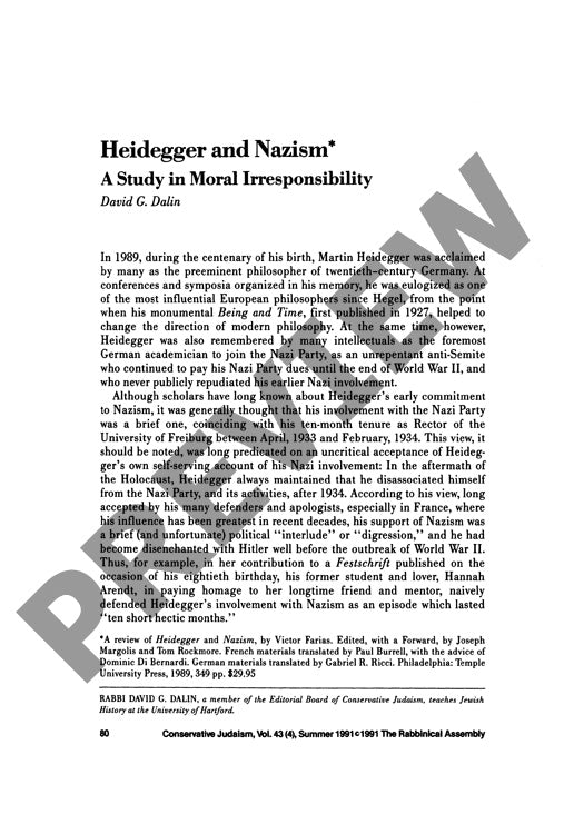 Heidegger and Nazism a Study in Moral Ir