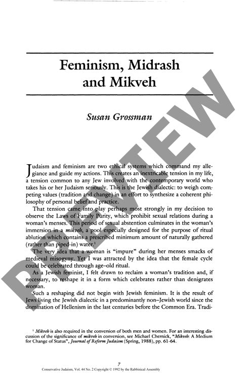 Feminism Midrash and Mikveh