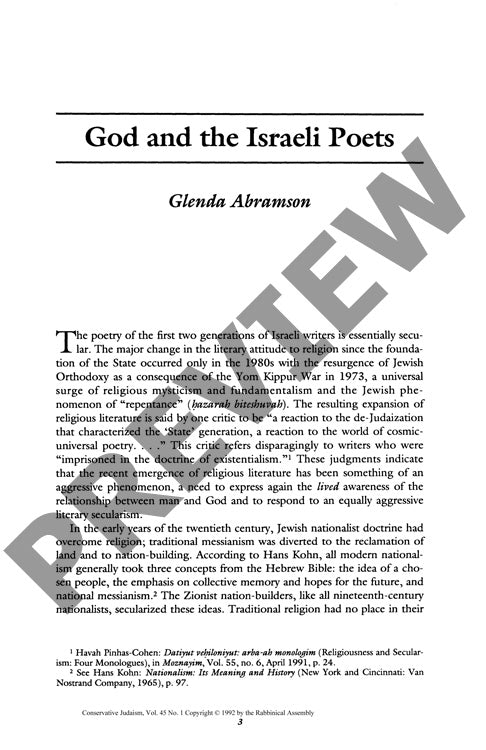 God and the Israeli Poets