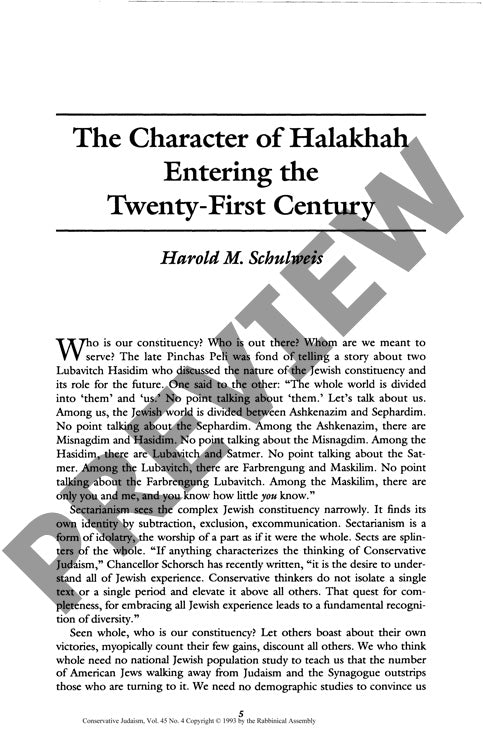 The Character of Halakhah Entering the T