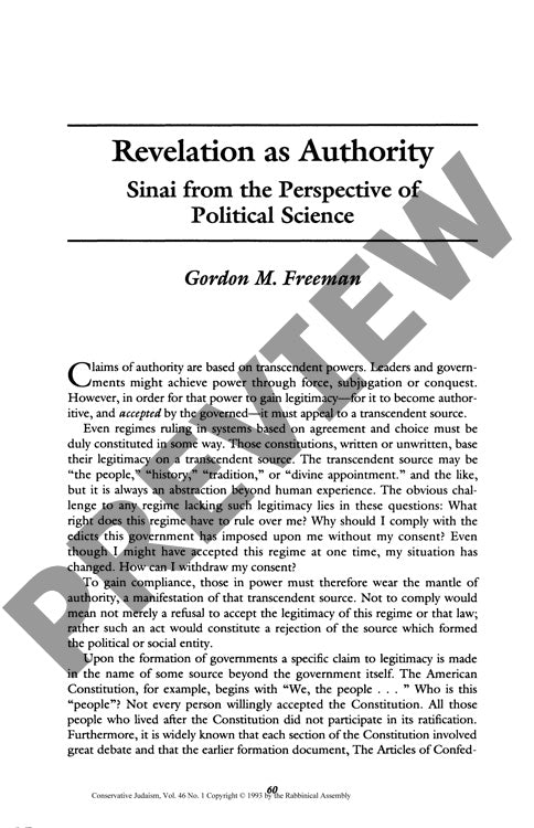 Revelation as Authority Sinai from the P