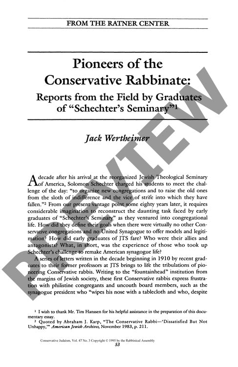 Pioneers of the Conservative Rabbinate R
