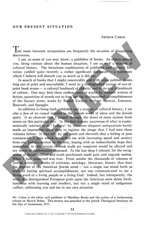 Our Present Situation