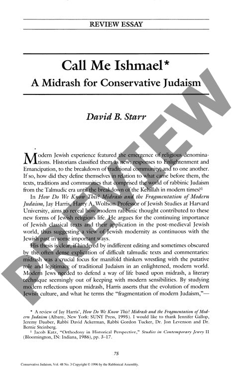 Review Essay Call Me Ishmael a Midrash F