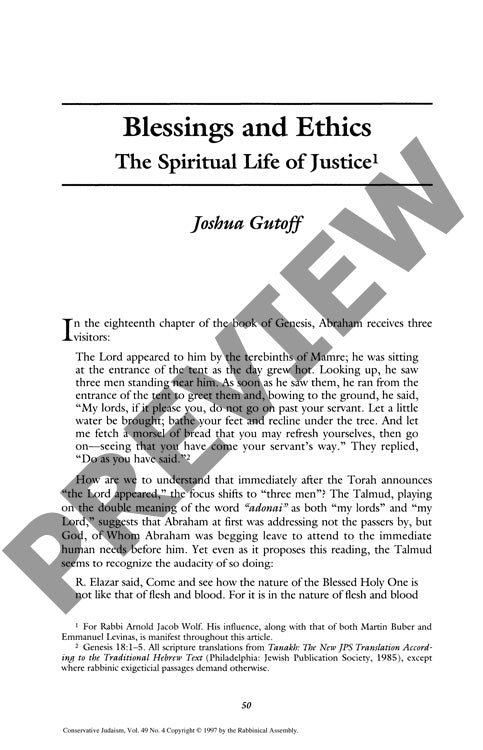 Blessings and Ethics the Spiritual Life