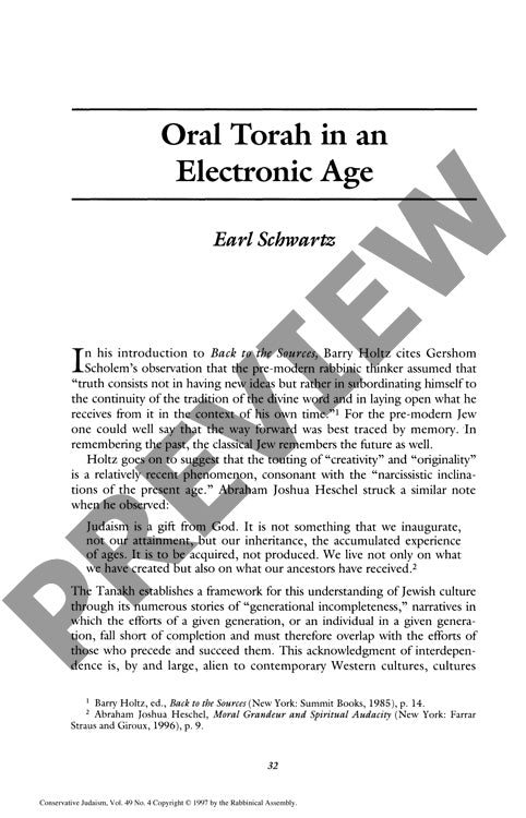 Oral Torah in an Electronic Age