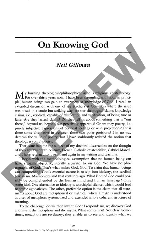 On Knowing God