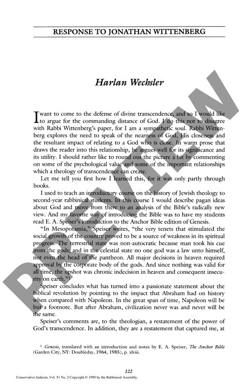 Response to Jonathan Wittenberg