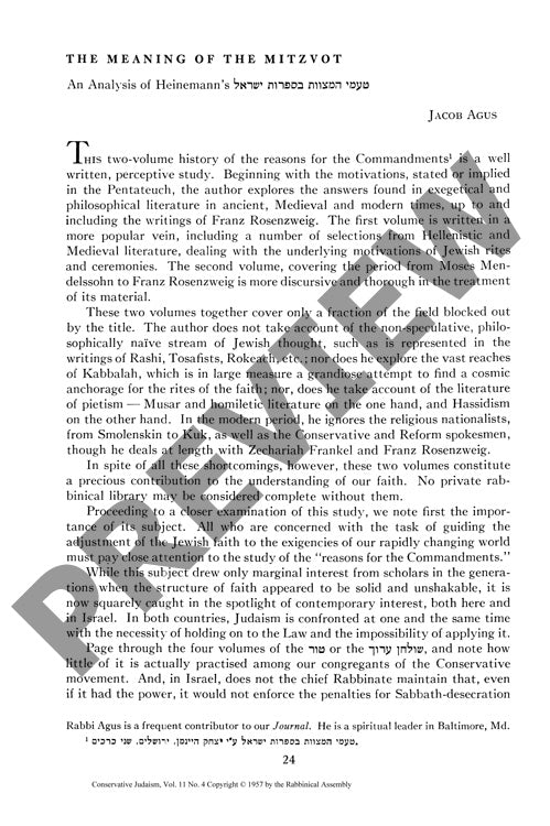 The Meaning of the Mitzvot an Analysis O