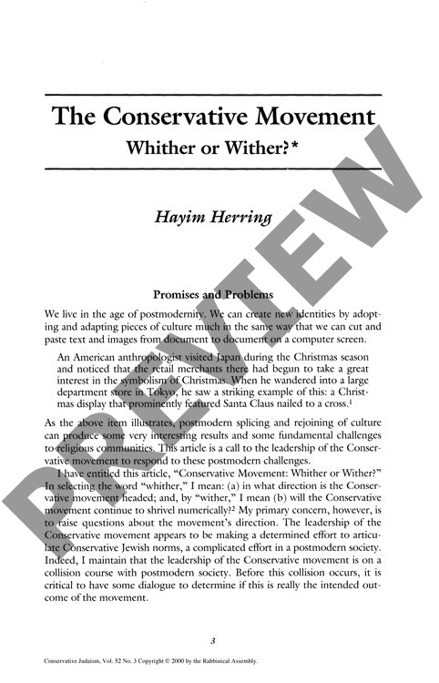 The Conservative Movement Whither or Wit
