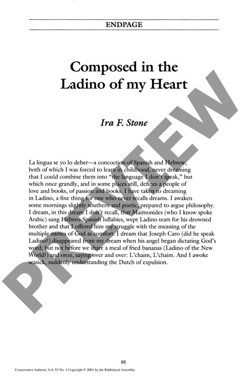 Endpage Composed in the Ladino of My Hea