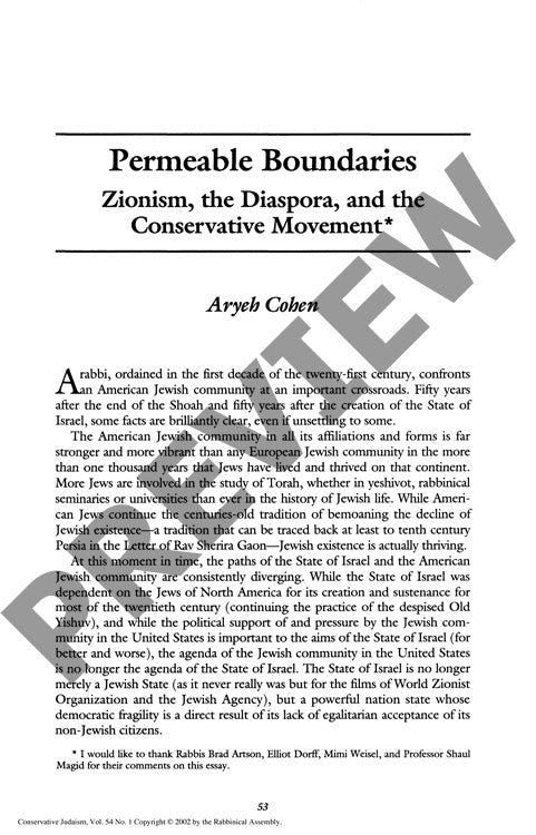 Permeable Boundaries Zionism the Diaspor