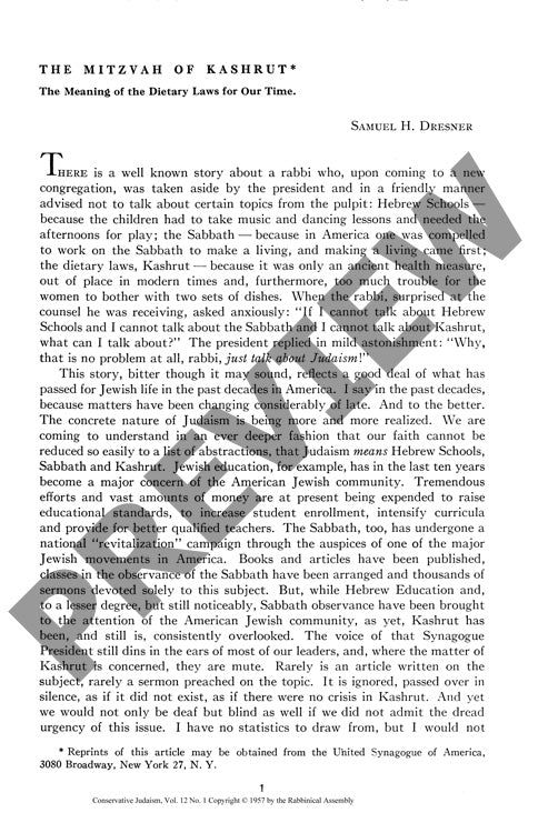The Mitzvah of Kashrut the Meaning of Th