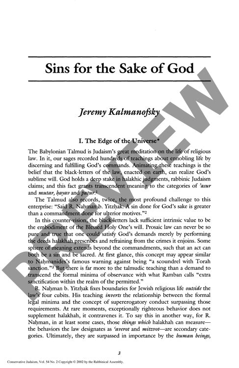 Sins for the Sake of God