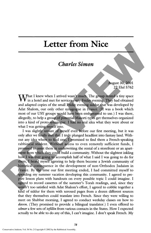 Letter from Nice