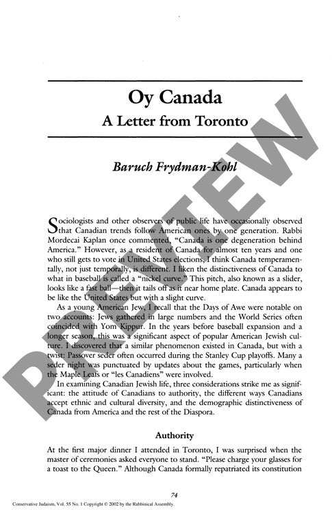 Oy Canada a Letter from Toronto