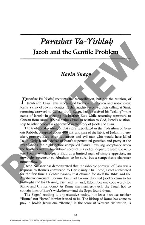 Parashat Va Yishlah Jacob and the Gentil