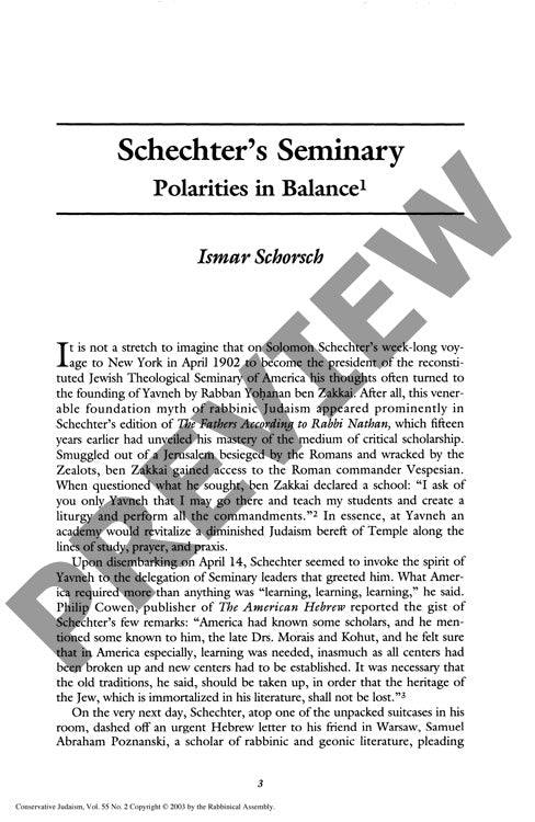 Schechters Seminary Polarities in Balanc