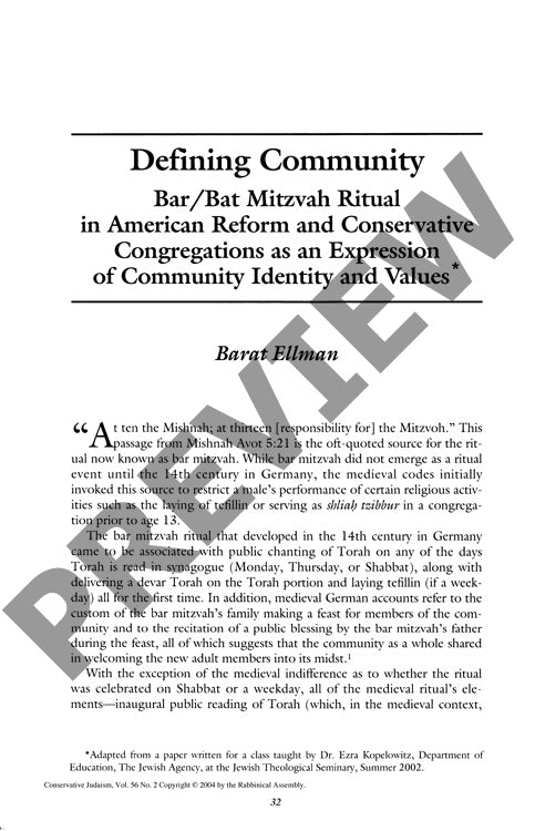 Defining Community Bar and Bat Mitzvah R