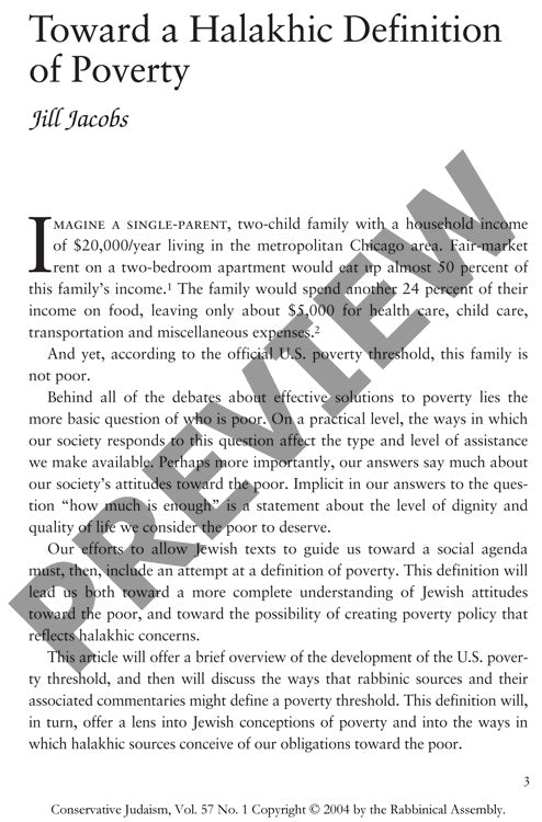 Toward a Halakhic Definition of Poverty