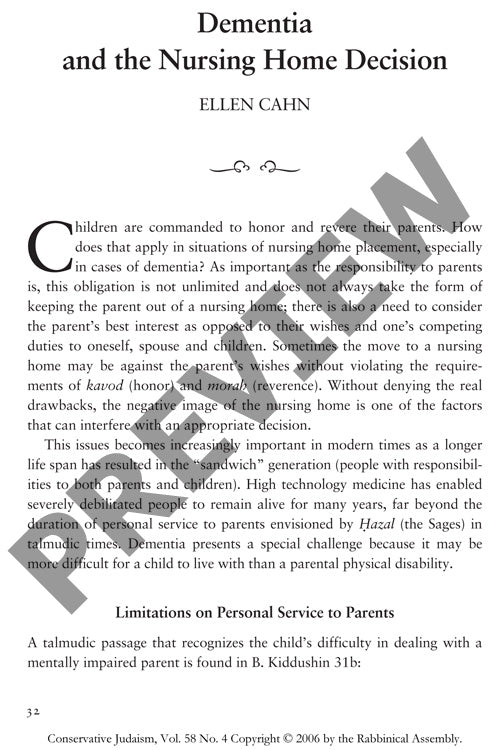 Dementia and the Nursing Home Decision