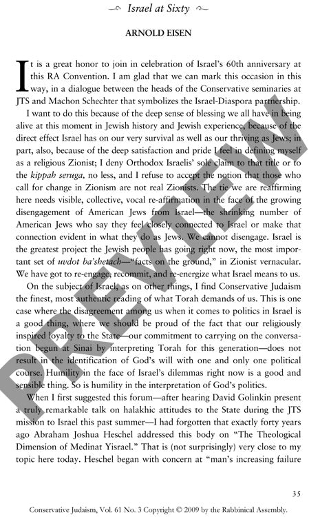 Israel at Sixty Remarks at the Rabb