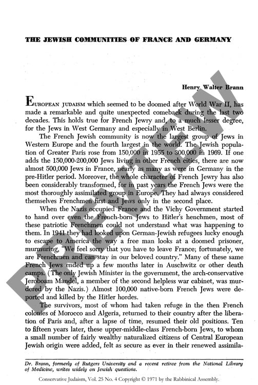 Jewish Communities France Germany