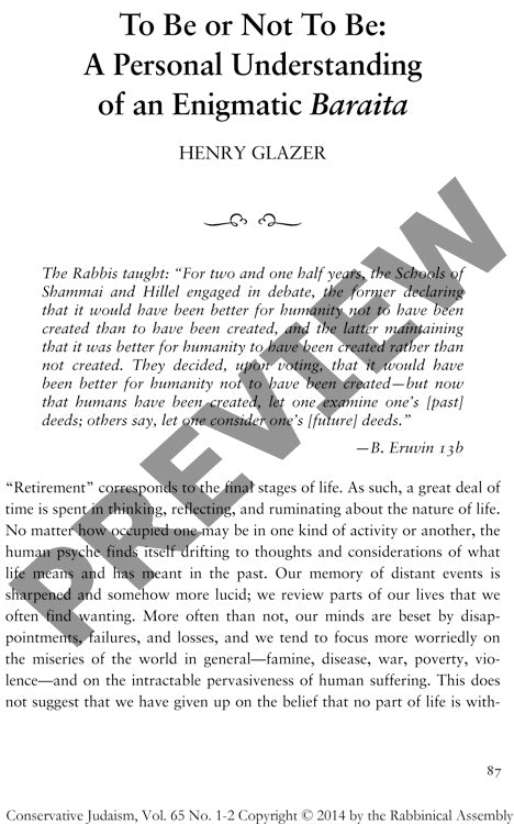 To Be or Not to Be a Personal Understanding of an Enigmatic Baraita
