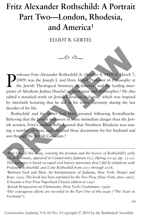 Fritz Alexander Rothschild a Portrait Part Two London Rhodesia and America